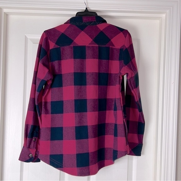 Orvis Buffalo Plaid Pink & Navy Blue Fleece Lined Shirt Jacket Shacket -Size Med - Picture 7 of 16